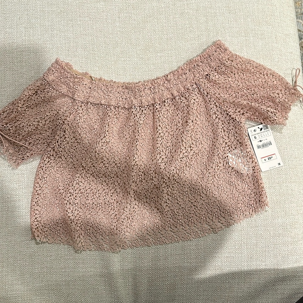 Zara lace off shoulder crop top